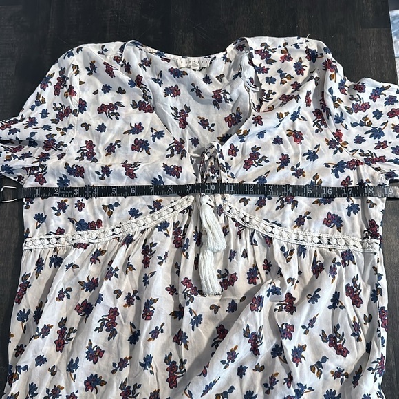 Promesa Boho Floral Lace Trim Blouse Size Large - Picture 7 of 8